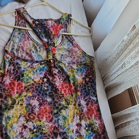 OP Colorful Burnout Floral Racerback Women's Tank Top - Picture 4 of 7